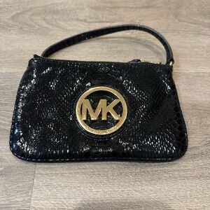 Michael Kors Black and Gold Wristlet